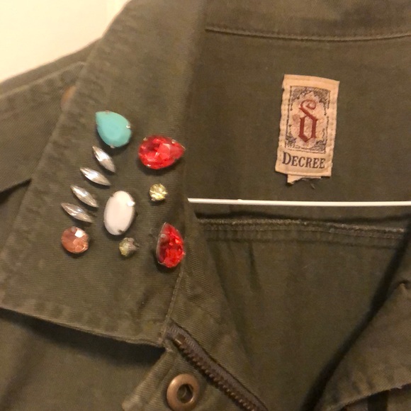 Decree Army Green Jeweled Vest - Picture 2 of 4